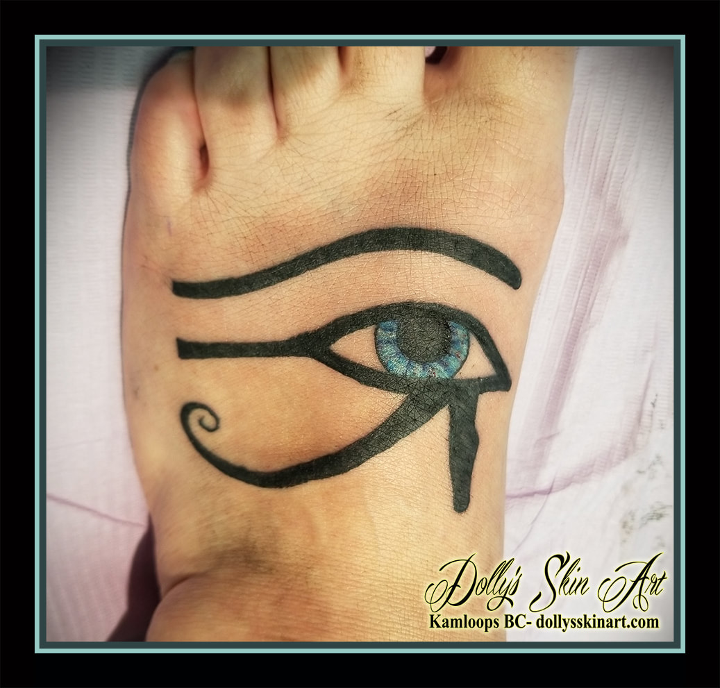 eye of horus tattoo foot blue black white colour wadjet wedjat udjat Egyptian Egypt □ tattoo kamloops dolly's skin art