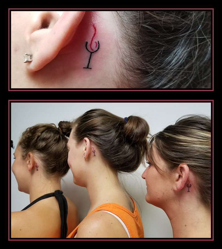 small simple winglass linework wine glass ear matching friends kamloops tattoo dolly's skin art