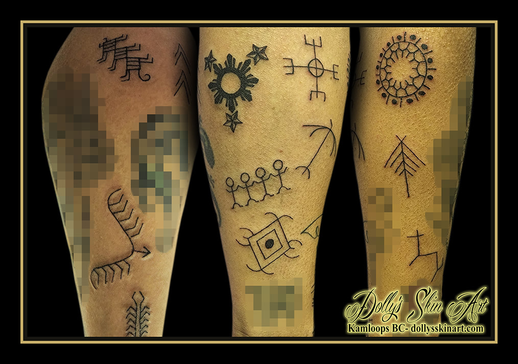 symbol tattoo black line work forearm tattoo dolly's skin art kamloops