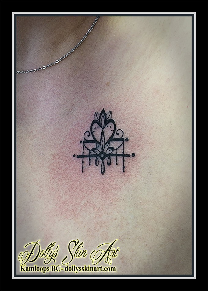 heart tattoo lotus mandala chandelier black chest small tattoo kamloops dolly's skin art