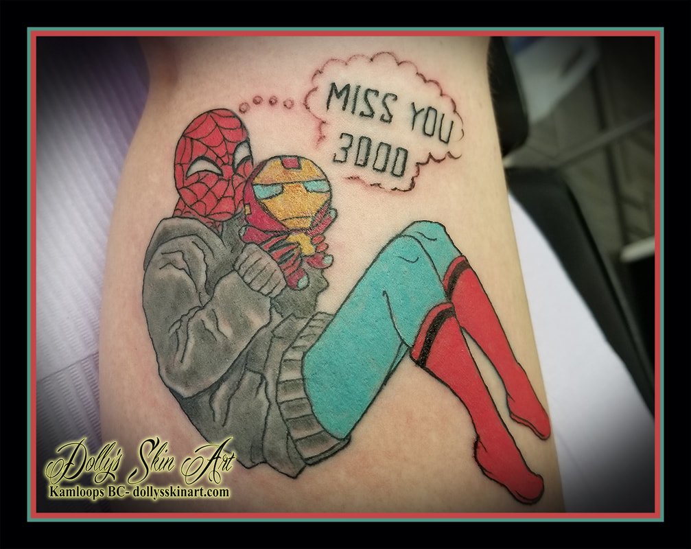 spider man iron man tattoo miss you 3000 cuddle hoodie colour red blue yellow grey black tattoo kamloops dolly's skin art