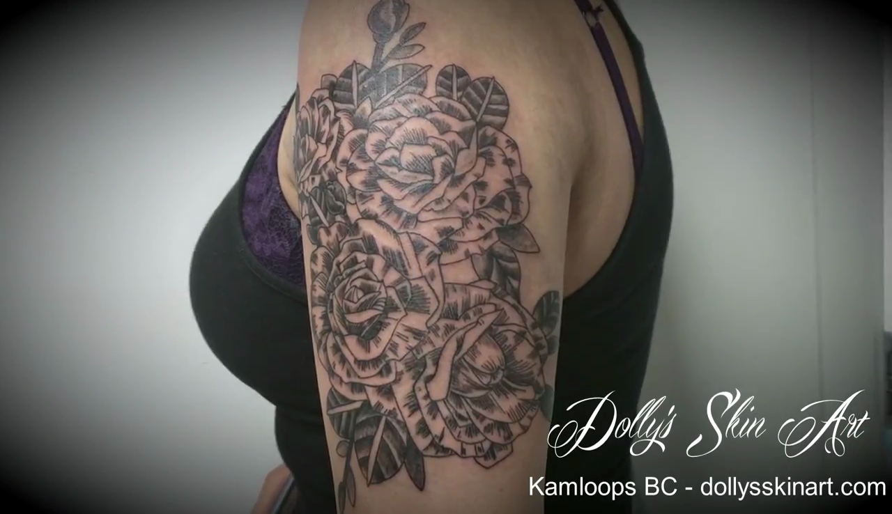 Kassidy's Black Roses Linework Arm Tattoo